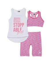 NWT 3-Piece Girls 10-12 Tank Top Outfit Tank Top, Sports Bra, Shorts ACTIVE Set
