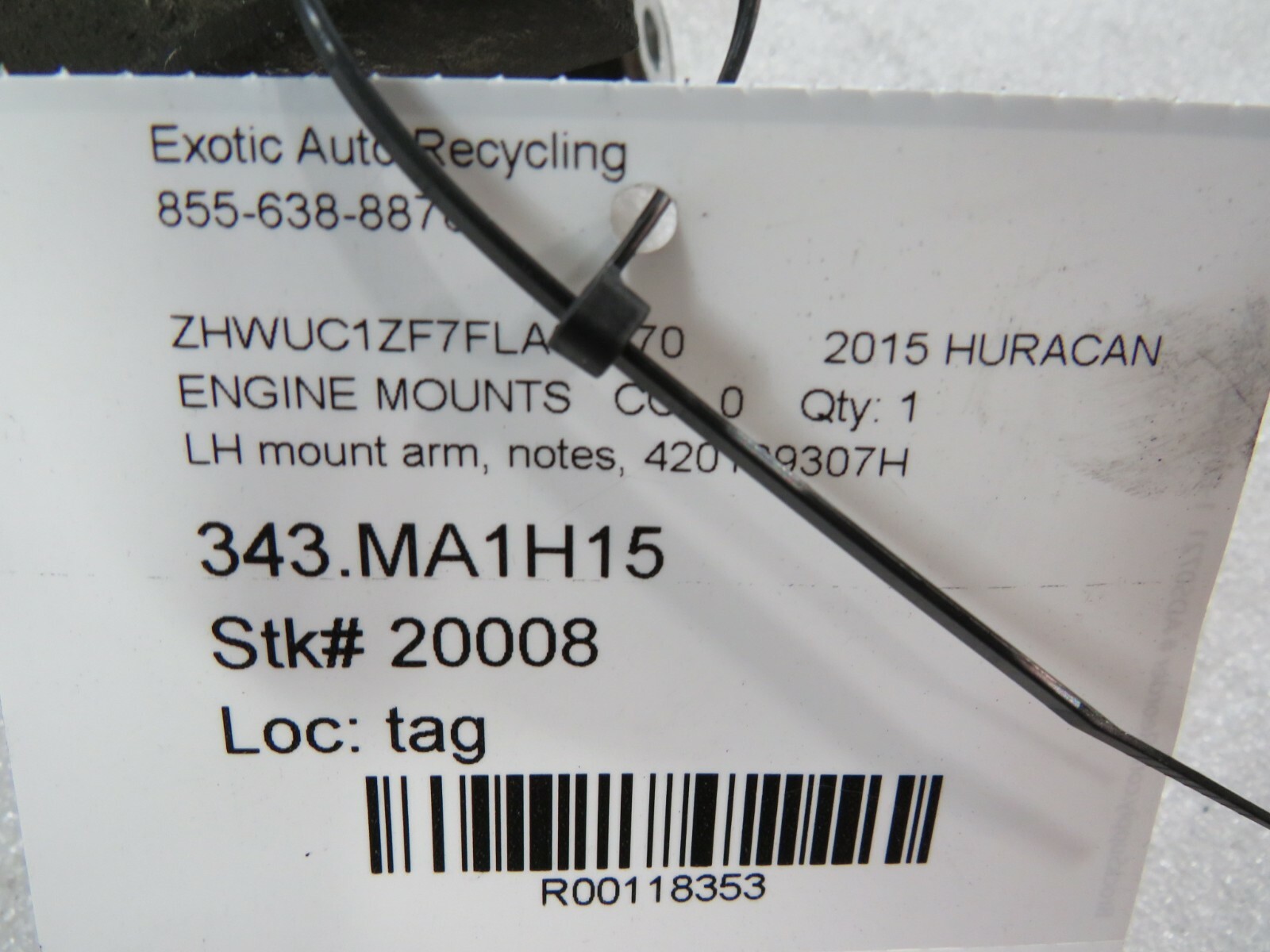 Lamborghini Huracan, LH, Left Mount Arm, Used, P/N 420199307H