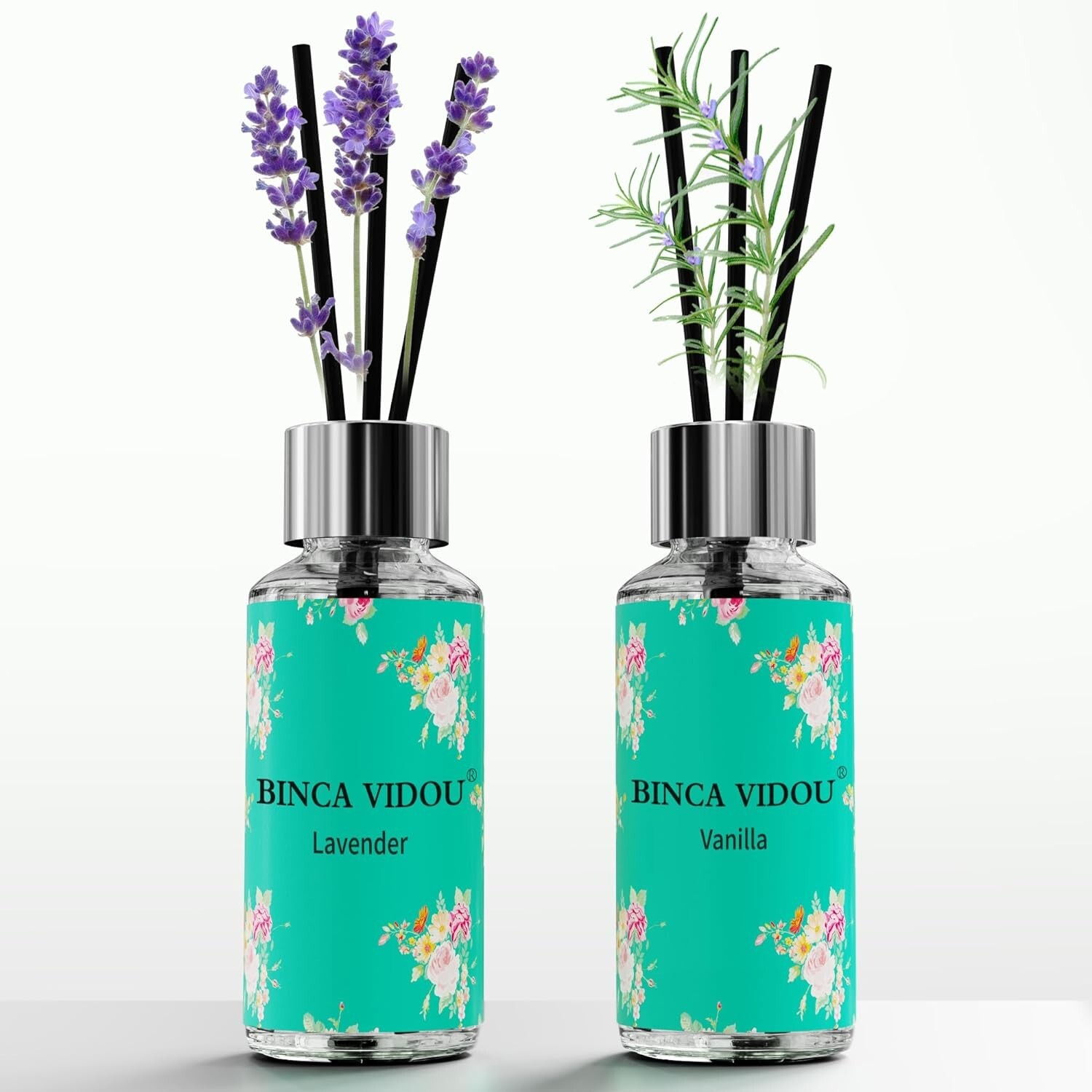 Reed Diffuser Set of 2, Lavender Vanilla Oil Reed Diffusers 1.18oz x 2-image