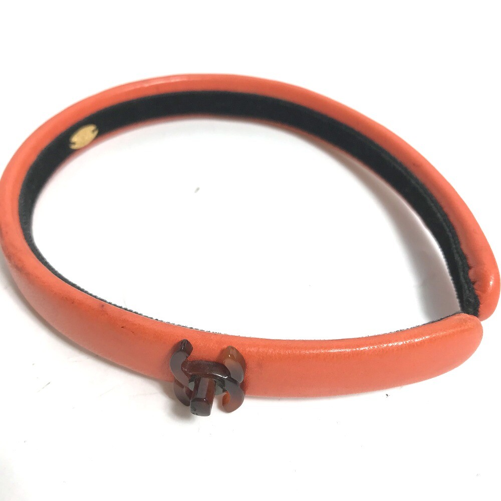 CHANEL Headband Hairband CC CC Mark hair accessory Leather