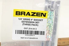 Brazen CGT_E14_04_3 1/4" Drive 4" Extension Chrome Knurled Friction Ball 3 Pack