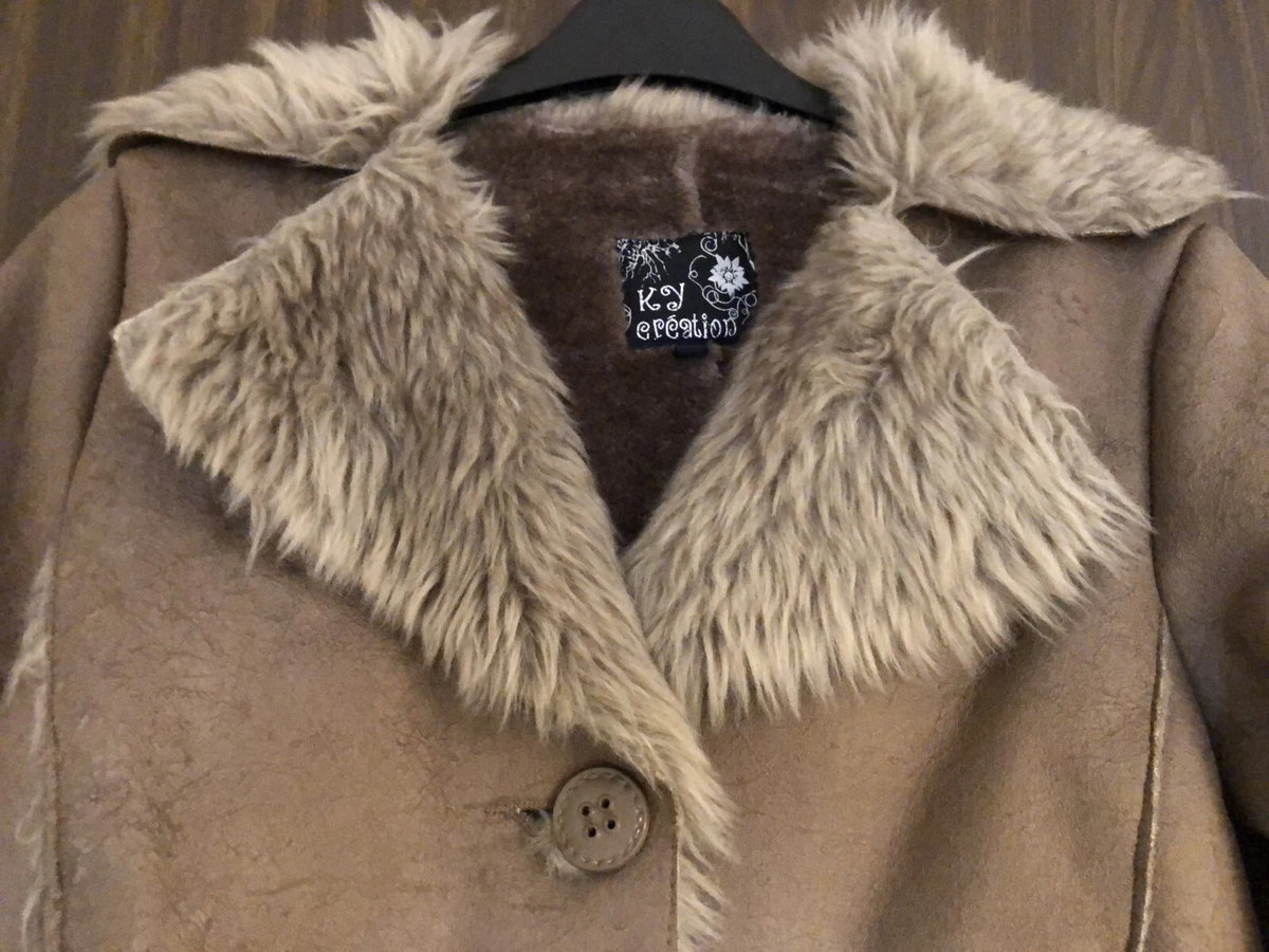 MANTEAU LONG EFFET MOUTON RETOURNE eBay