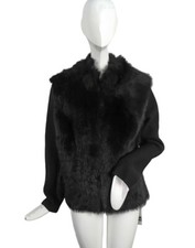 NEW 899 Geiger of Austria Boiled Wool  Fur Jacket Coat  US 8 e 38 Black