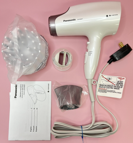 Panasonic EH-NA67-W Nanoe Hair Dryer with Oscillating QuickDry Nozzle & Diffuser