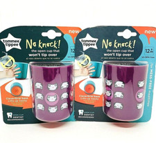  NEW 2 pack Tommee Tippee No knock Won't Tip Over Open 6 oz Cup 12m Purple