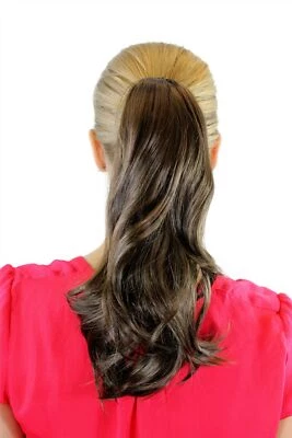 Postiche Tresse Braun 35 CM Ondulés Pince Papillon Queue de Cheval Clip On 265-6 - Photo 1/3