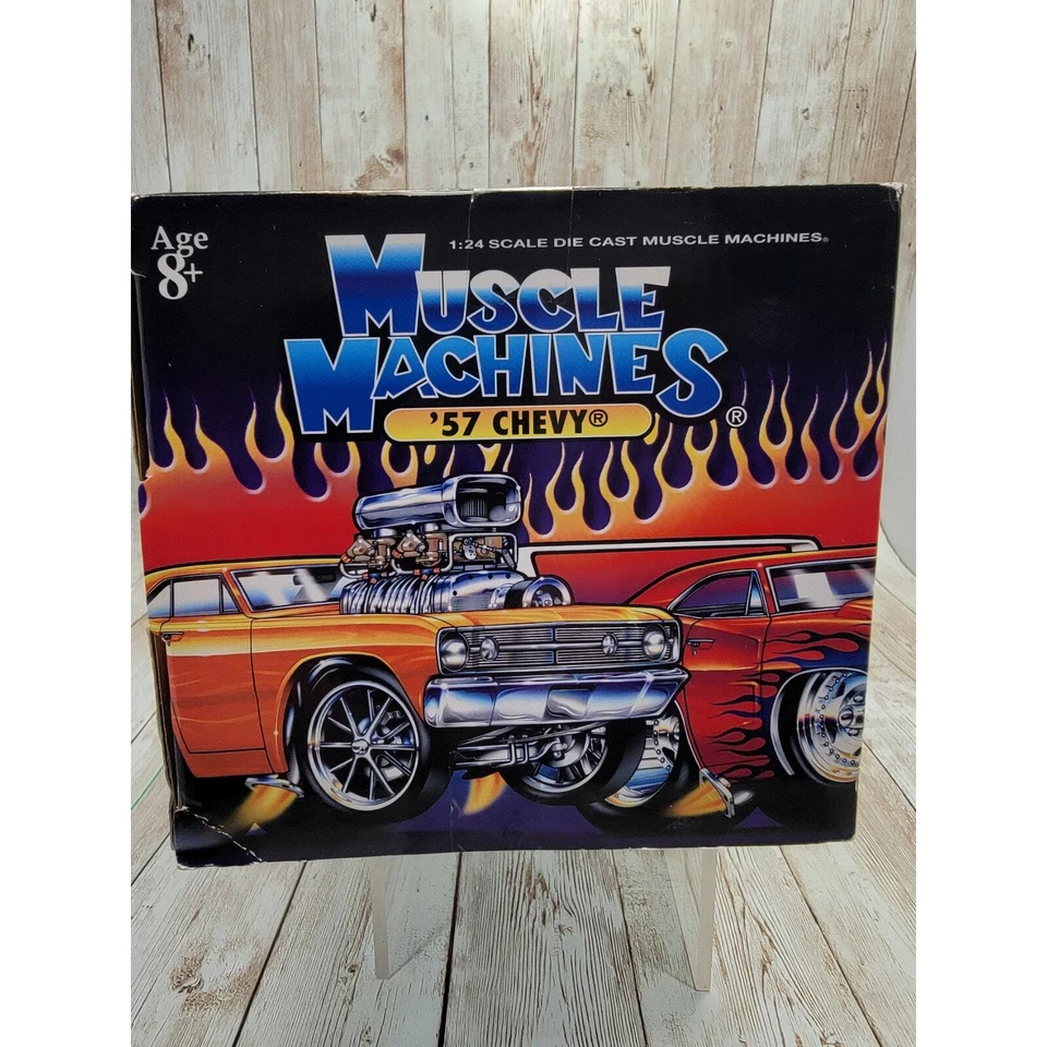 Chevy Bel Air 1957 Muscle Machines escala 1:24 diecast blanco y negro Foto 3 de 4