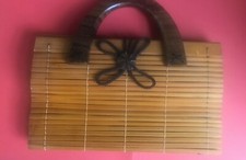 Vintage Handbag BAMBOO WOOD small clutch purse summer beach unique evening fun