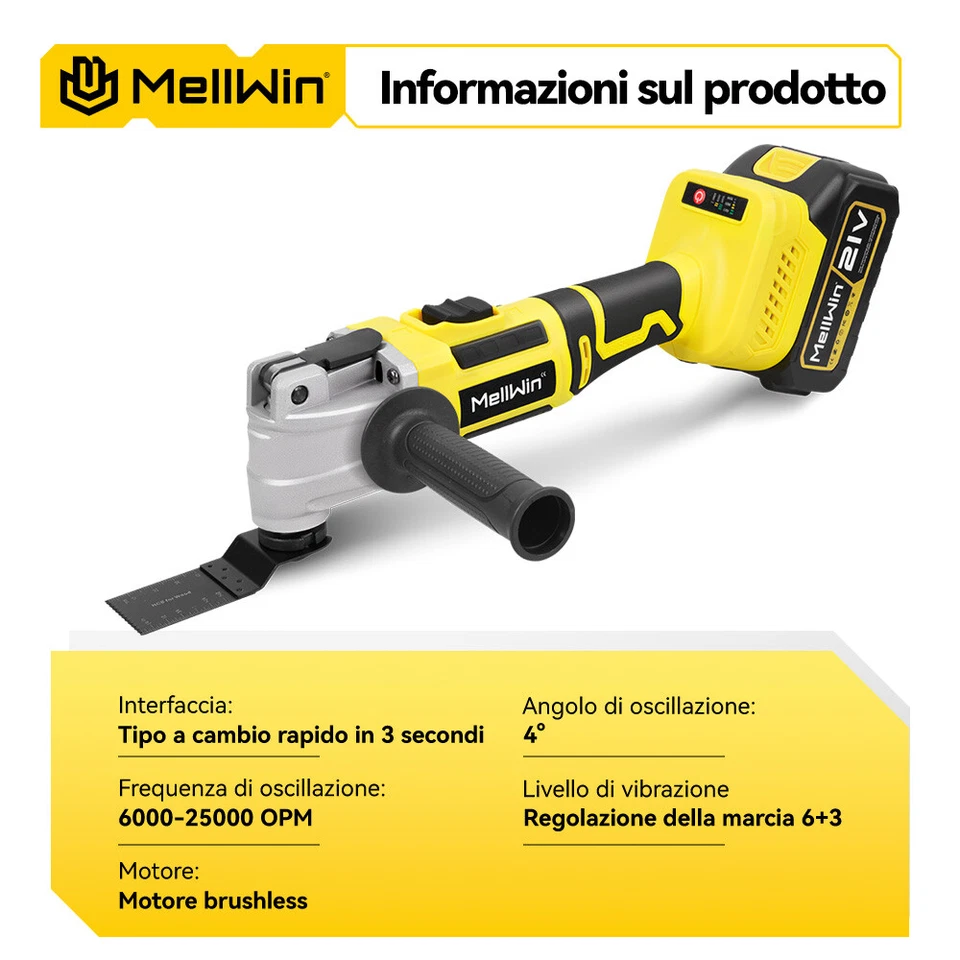 Utensile Multifunzione doppia batteria Oscillante Vibrazione Tipo Taglio Leviga - Immagine 2 di 4