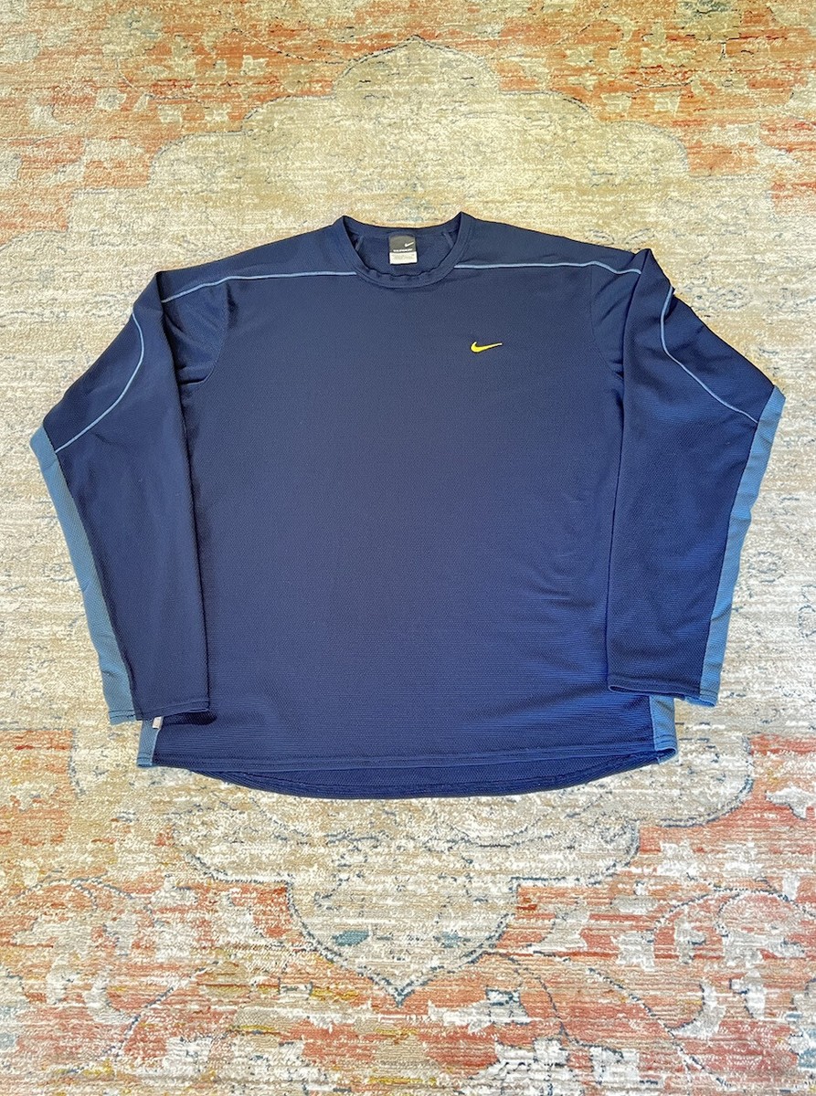 Nike Sphere Dry Long Sleeve Activewear Gray Tag Navy/Gray/Yellow