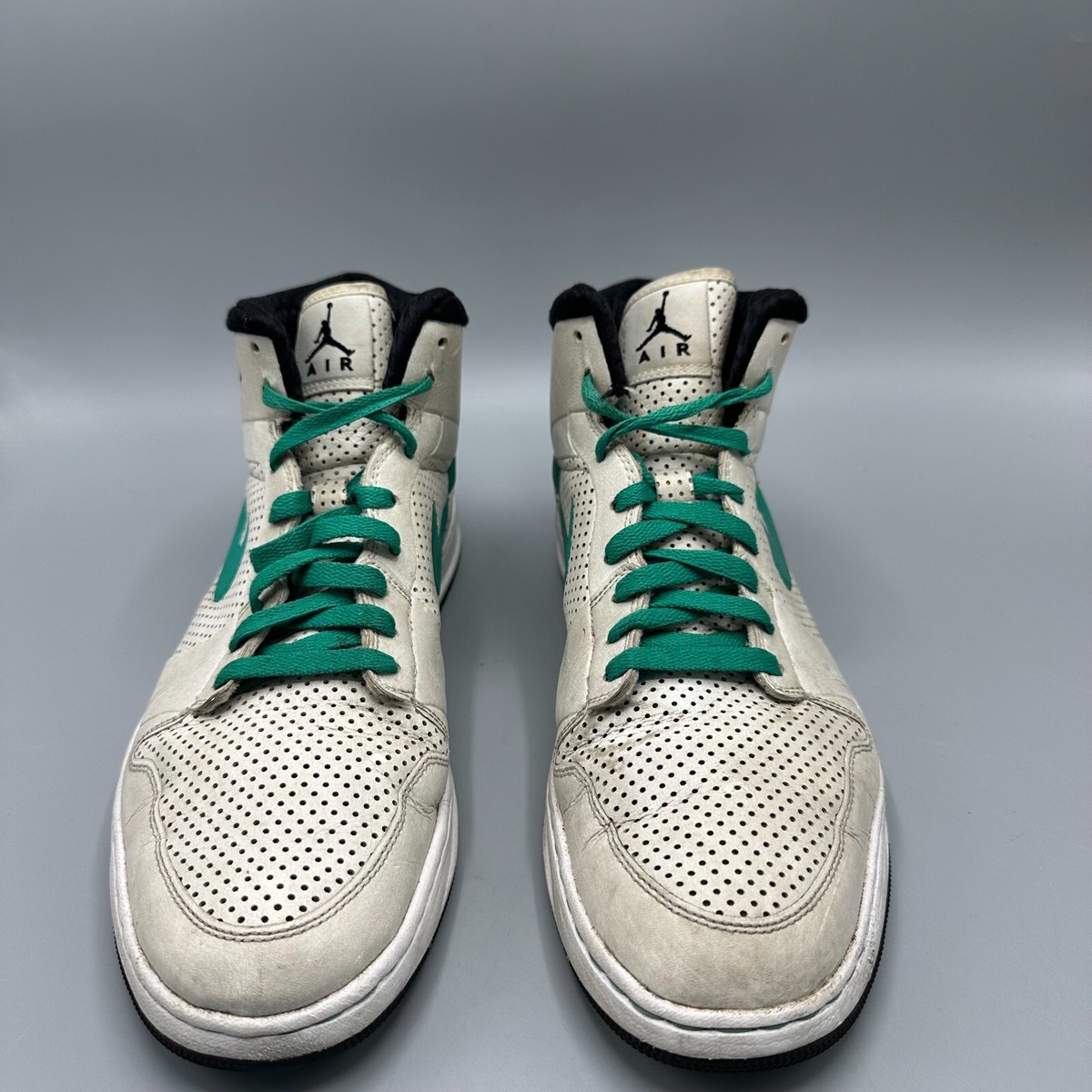 Nike Air Jordan 1 Alpha Mid ID Size 13 White Black Green Sneakers