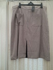 Gonna nuova con etichette M&S foderata avorio dritta a quadri con tasca - taglia 22 lunga