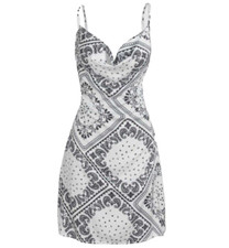 Paisley Cami Dress Tropical Print Satin Silk Black White Size Small New Sleevele
