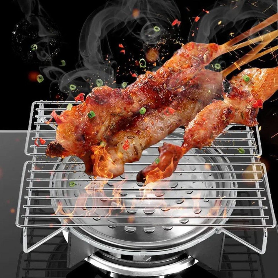 Stainless Steel Portable Grill Plate Convenient and Safe Camping Home