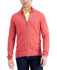TASSO ELBA Men's Salmon Orange Full Zip Knit Sweater NEW Large L