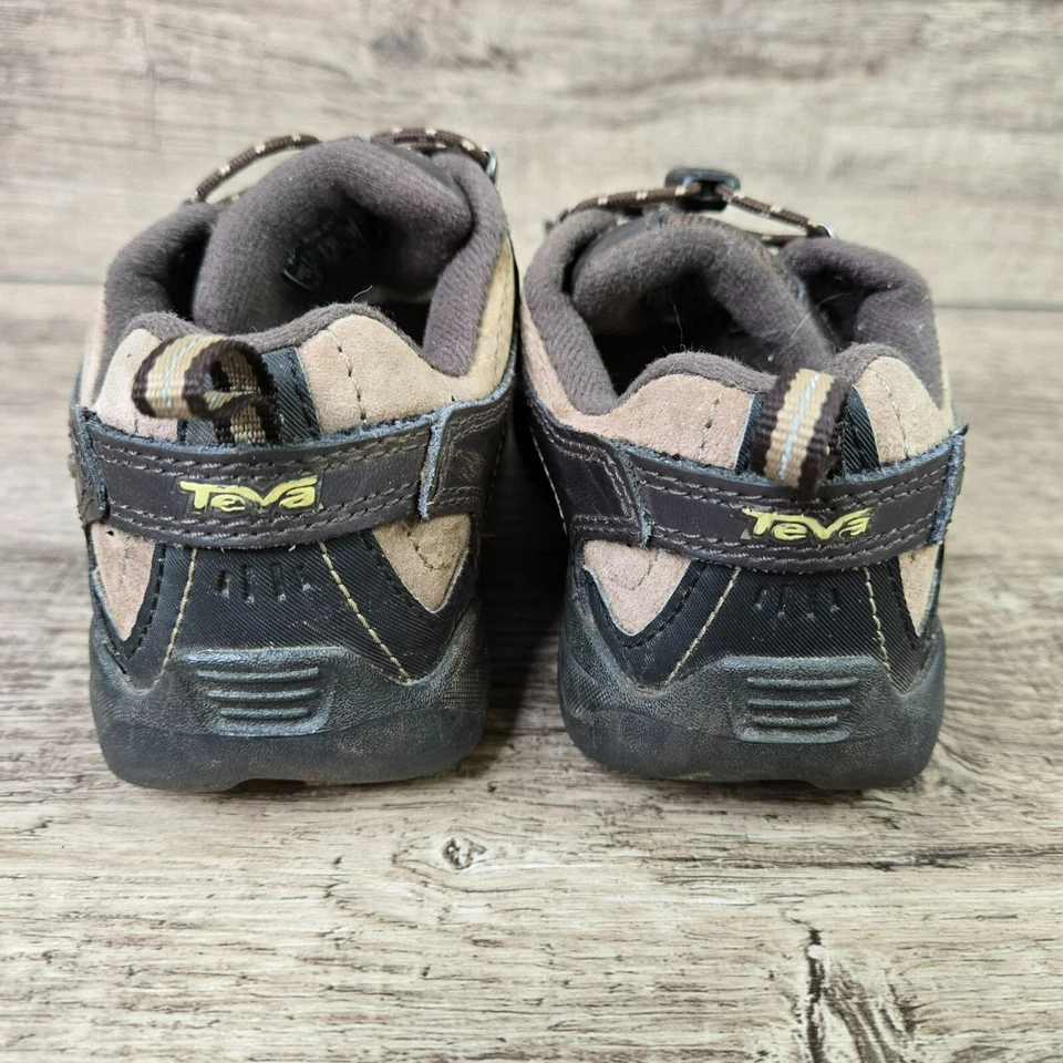 Teva Senderismo Caminar Zapatos Jóvenes Niños 12 Marrón y Negro Cuero Tenis Marrón Marea Foto 4 de 4
