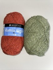 Lot/2 Berroco REMIX LIGHT Yarn 6997 APRICOT  6921 FERN 100 Recycled Fibers