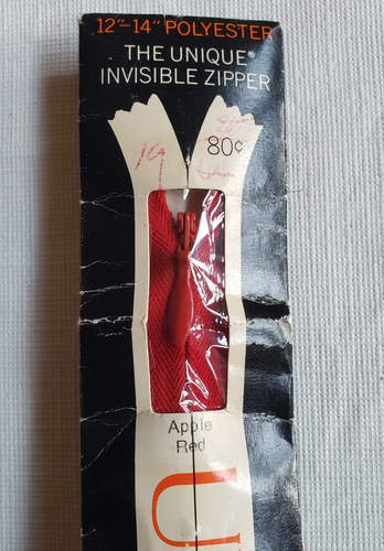 Unique YKK Invisible Zipper Apple Red 12"-14" Polyester Practically Sews Itself - Picture 2 of 8