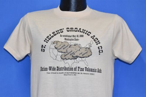 vtg 80s MT ST HELEN'S ORGANIC VOLCANIC ASH WASHINGTON STATE 1980 JOKE t-shirt M - Picture 1 of 3