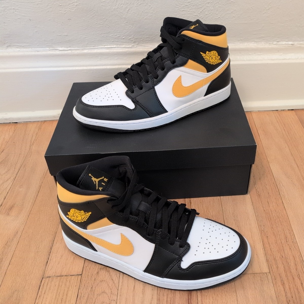 jordan mid white pollen black