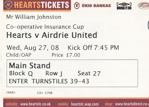 HEART OF MIDLOTHIAN HOME MATCH TICKETS 2004 TO 2014 ~ CHOOSE OPPONENTS HEARTS - Picture 2 of 10