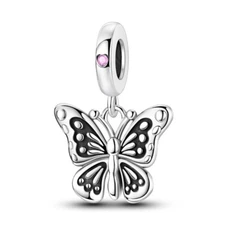 MULA European Silver Plated Charm Pink AAA CZ Retro Butterfly For Women Bracelet