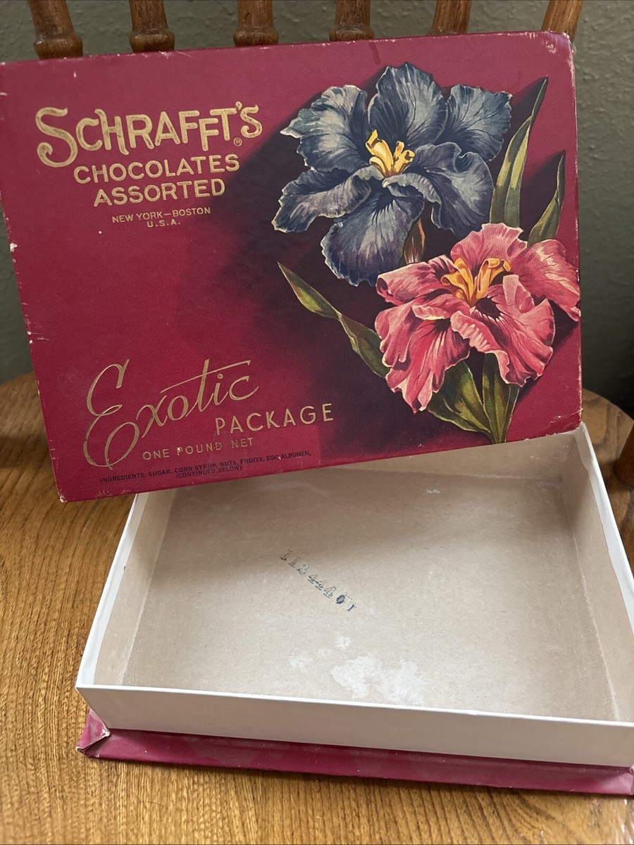 1940s Vintage Box SCHRAFFT'S Exotic Package Chocolates New York