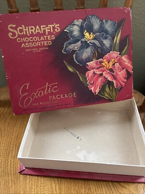 1940s Vintage Box SCHRAFFT'S Exotic Package Chocolates New York