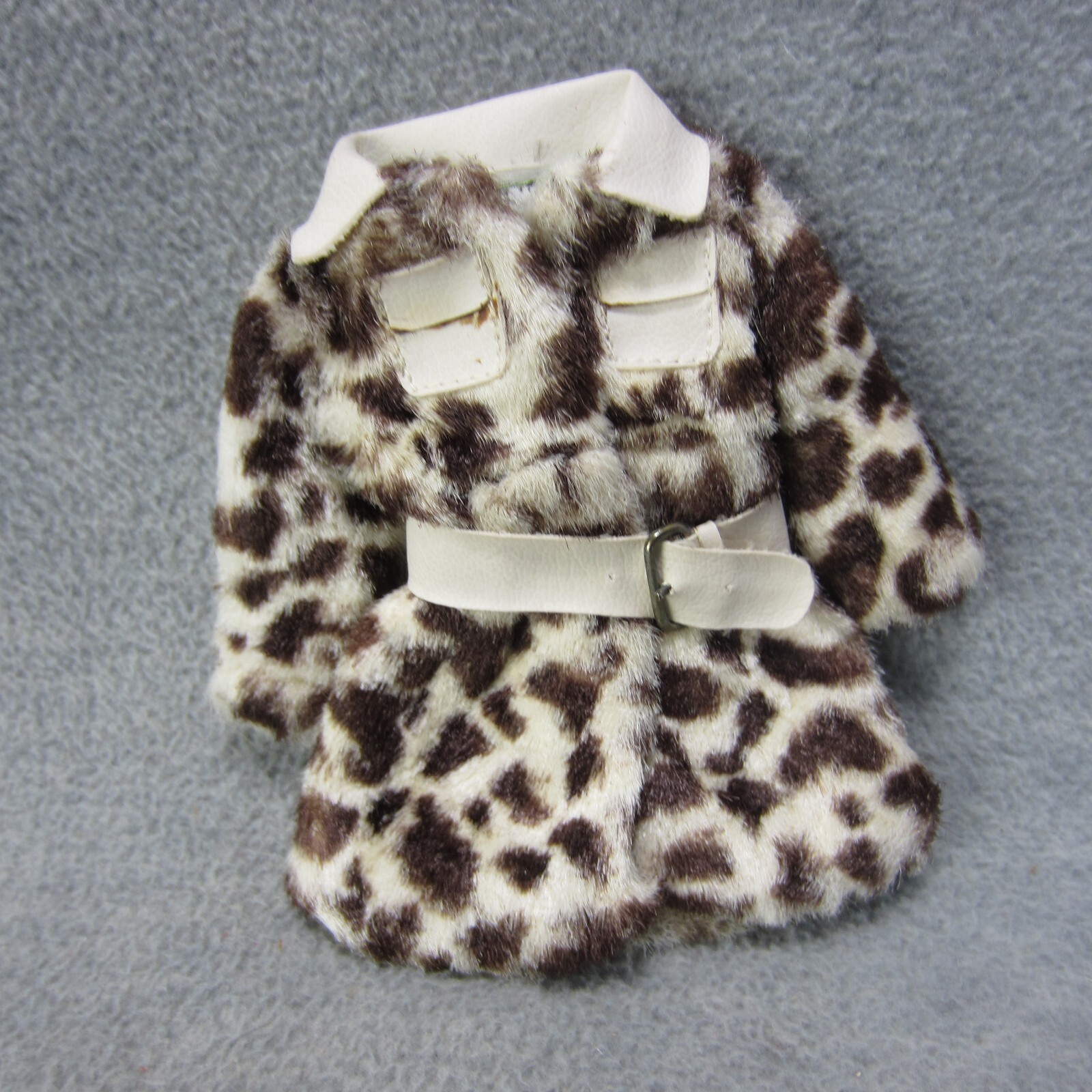 Vintage Francie Barbie bambola cappotto pony #1240 stampa leopardata giacca con cintura