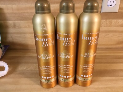 3 OGX Honey Hold Mega Hairspray Extra Strength  Honey & Amber Extract (8 Oz Each