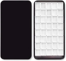 Watercolor Tin Palette Paint Case with 40Pcs White Black With 40pcs Half Pans