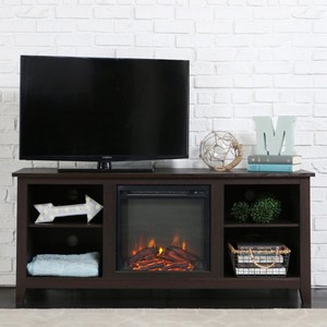 Electric Fireplace Tv Stand Espresso Brown Media Center Console