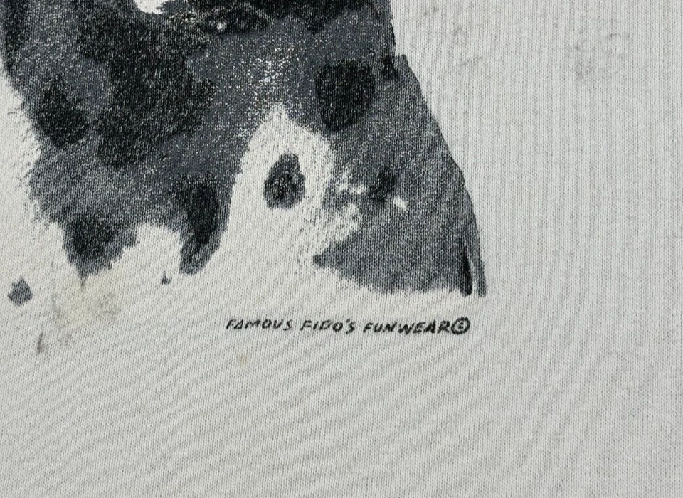 Sudadera De Colección Perro Dálmata Hombres XL Blanca Cuello Redondo Pullover Famoso Fidos Años 80 Foto 3 de 4