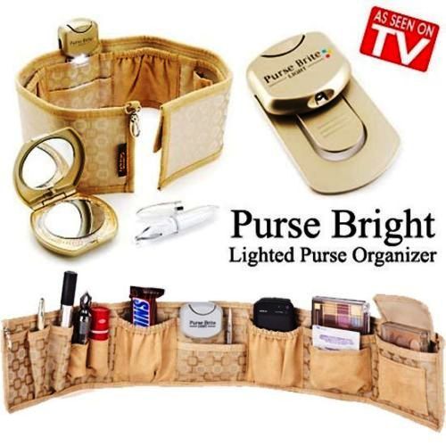 As Seen On TV Purse Brite Lighted Purse Handbag Organizer with Pockets eBay