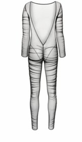 Maison Close Longewear Ruched Sheer Mesh Catsuit Black Size XS US 2 Inseam 28 In