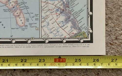 Vintage 65x75cm Appr 1947 National Geographic Map USA SOUTHEASTERN UNITED STATES - Picture 8 of 9