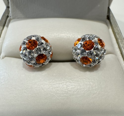 Tresor Paris Orange On White 8mm Earrings - Picture 3 of 4