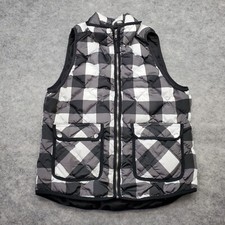 Woolrich Vest Women's Size Medium Black/White Buffalo Plaid Puffer Duck Down