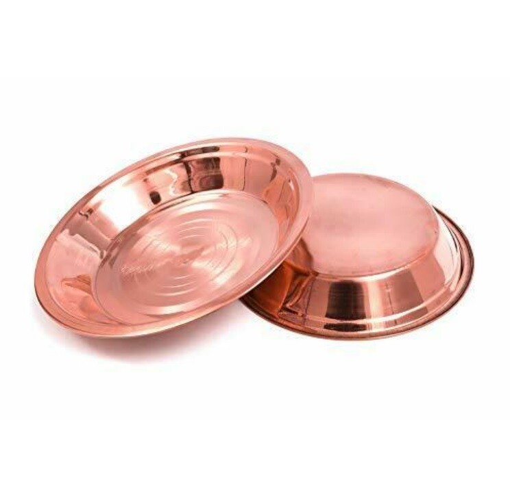 Heavy Gauge Solid Copper Home Kitchen Dinner Plate,Ayurveda Health - Main Image