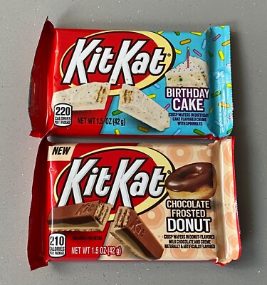Kit Kat Schokolade mattierter Donut & Kit Kat Geburtstagskuchen 42g Riegel selten USA Import