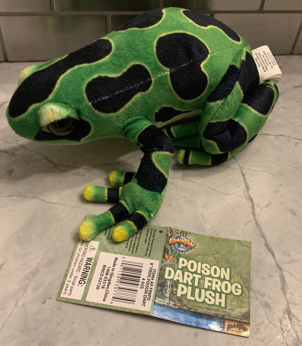 Adventure Planet Poison Dart Frog Plush Green and Black NEW with
