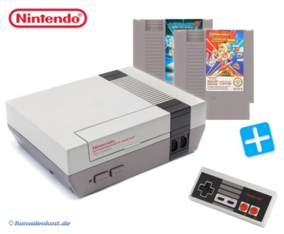 Nintendo NES - Konsole + Mega Man 2 & 3 + Original Controller + Zub.