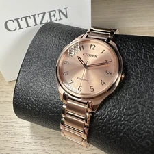 NEW✅ Citizen Eco-Drive Casual Women's Watch Rose Gold Stainless Steel EM0758-58X