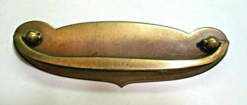 Drawer 1950 A4738DC Drop Bail Pull Handle Dark Aged Brass 4-1/2" Centers Vtg MCM - Picture 1 of 5