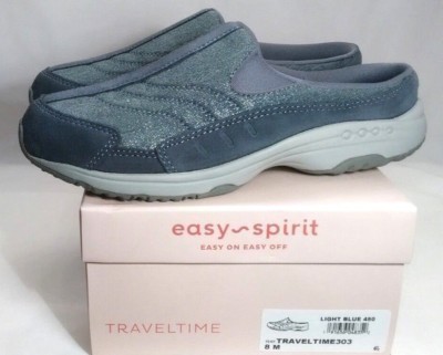 EASY SPIRIT Traveltime Clogs, Size 8, Blue Leather, Metallic Shimmer *NEW!* 