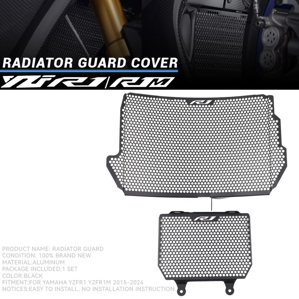 For YAMAHA YZF-R1 YZFR1 R1M 2015-2024 CNC Radiator Grille Guard Protector Set - Image 3 of 4