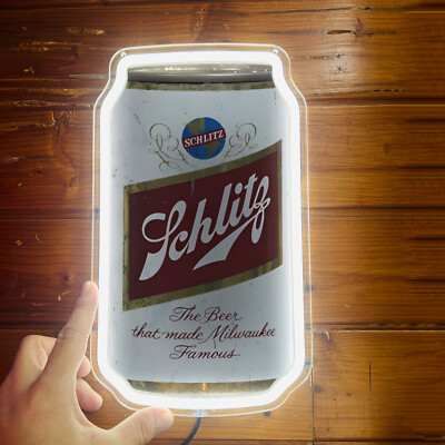 Schlitz Beer Can LED Neon Sign Christmas Gift 12''x7'' For Bar Store Club Decor G1