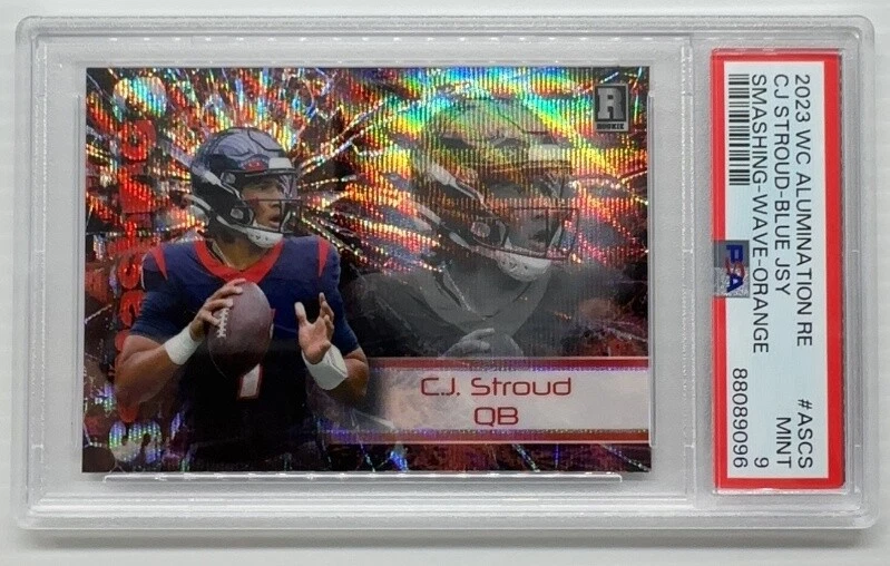 CJ Stroud Wild Card Alumination Rookie Edition Smashing #ASCS Red Jersey-Wave-Green