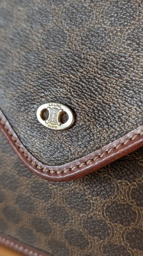 Vintage Rare CELINE Envelope Clutch Macadam Leather Canvas Crossbody bag - Picture 4 of 24