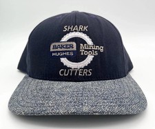 Vintage 90s Baker Hughes Shark Cutters Oilfield Hat Texas USA Made Snapback